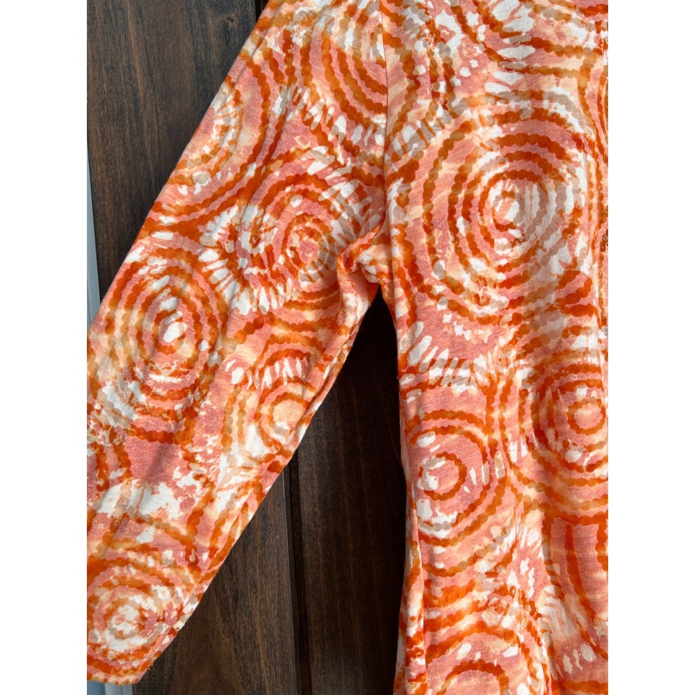 Ruby Rd Womens Orange Circle Print Tie Front Cardigan 3/4‎ Sleeve Knit Top Large - Picture 5 of 13